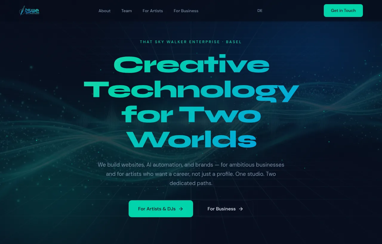 Screenshot der That-Sky-Walker-Agency-Website