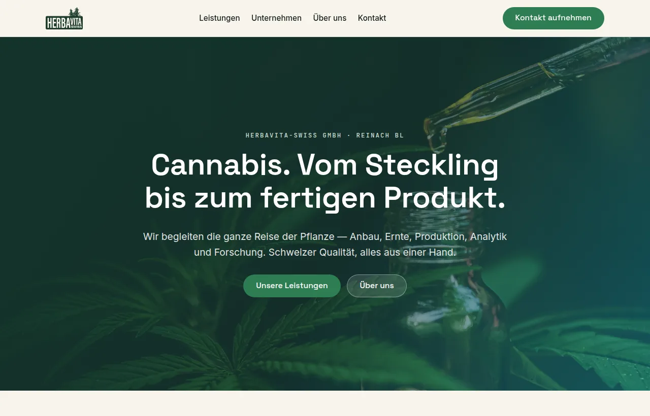 Screenshot der Herbavita-Swiss-Website